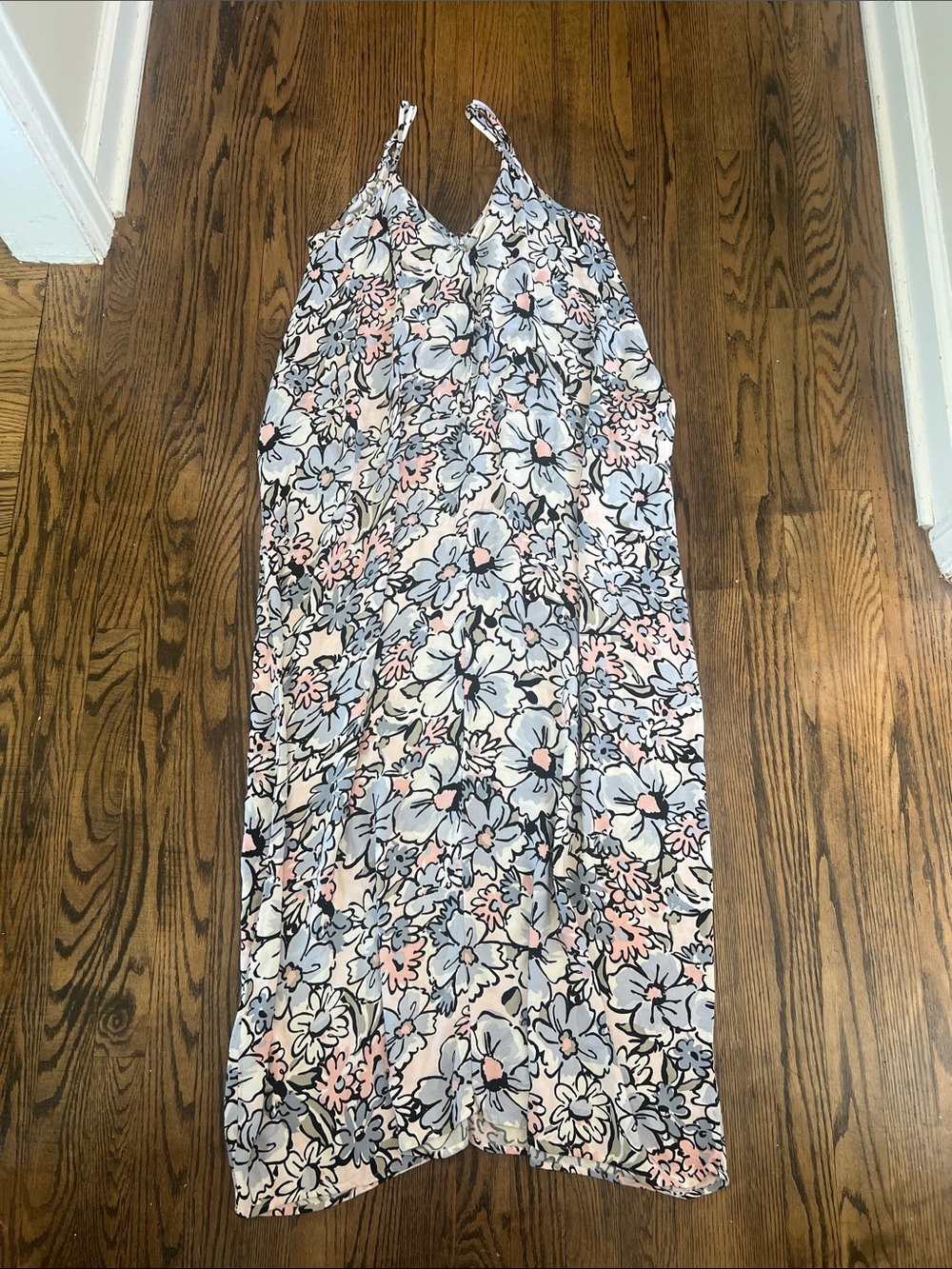 lovestitch Light Blue and Black Floral Print Dress